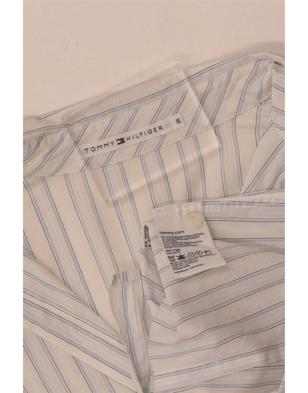 Camicia da donna Tommy Hilfiger US 6 cotone a righe bianche medie