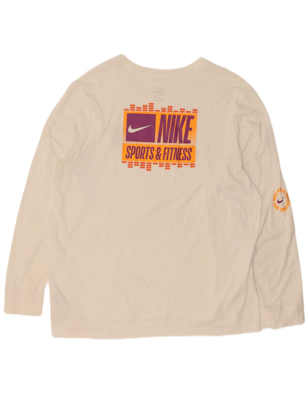 Top Nike Dri Fit Graphic da uomo a maniche lunghe 2XL in cotone bianco