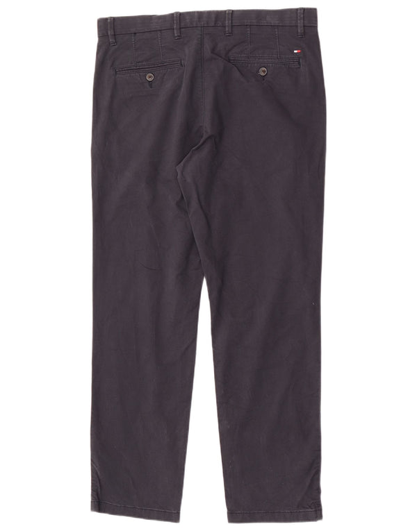 Pantaloni chino dritti da uomo Tommy Hilfiger W34 L30 cotone blu navy