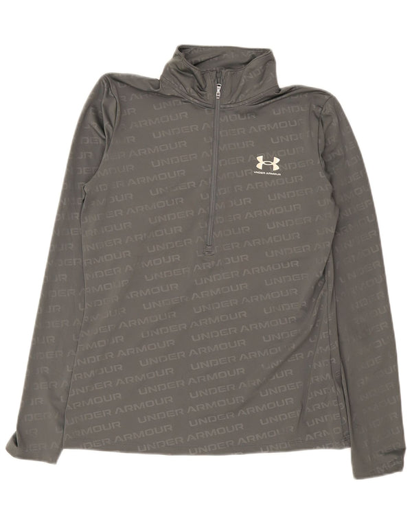 Top della tuta da ginnastica Under Armour da uomo con zip grafica e poliestere grigio medio