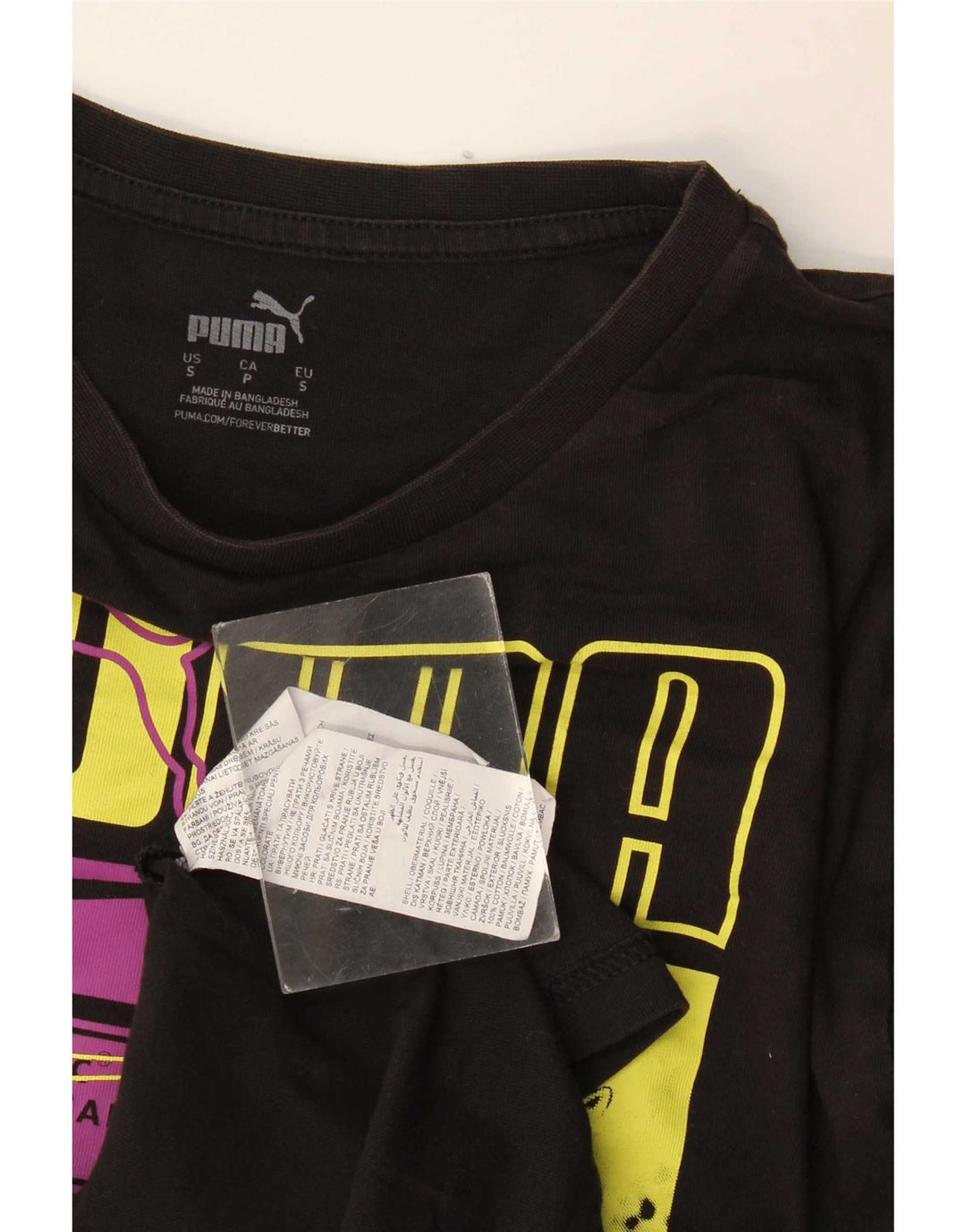 T-shirt grafica da uomo Puma Top Small in cotone nero