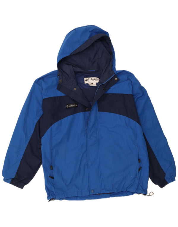 Giacca antipioggia da uomo con cappuccio Columbia UK 40 Large Blu Colourblock Nylon