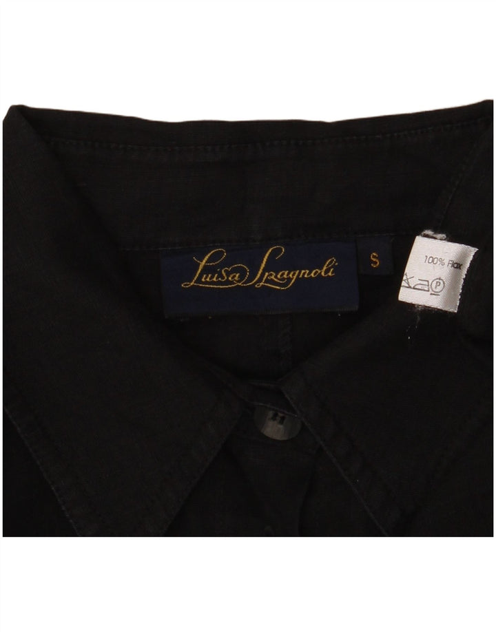 LUISA SPAGNOLI Camicetta oversize da donna UK 10 Piccola lino nero