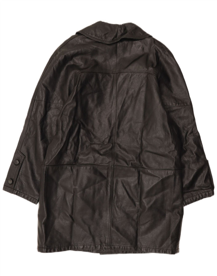 Cappotto in pelle vintage da donna UK 16 grande nero