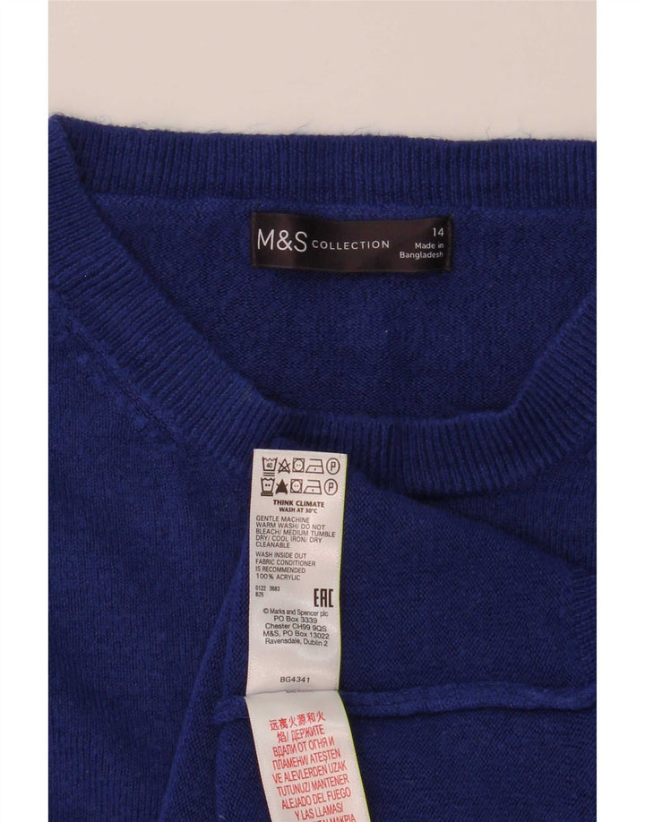 Maglione maglione girocollo da donna Marks & Spencer UK 14 Acrilico blu medio