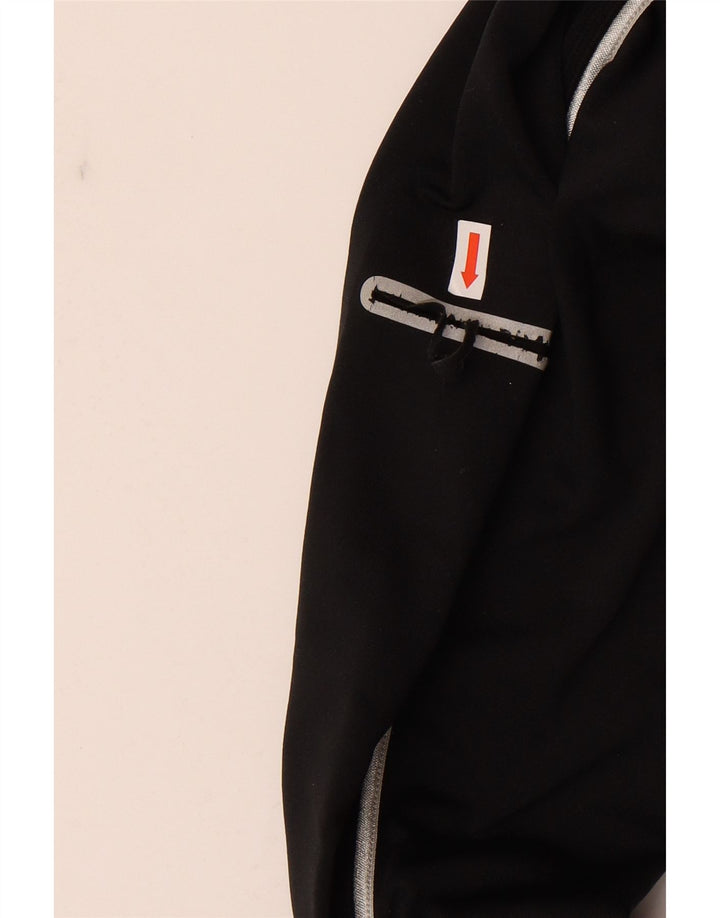 ASICS Womens Zip Neck Pullover Tracksuit Top UK 6 XS Black Polyester