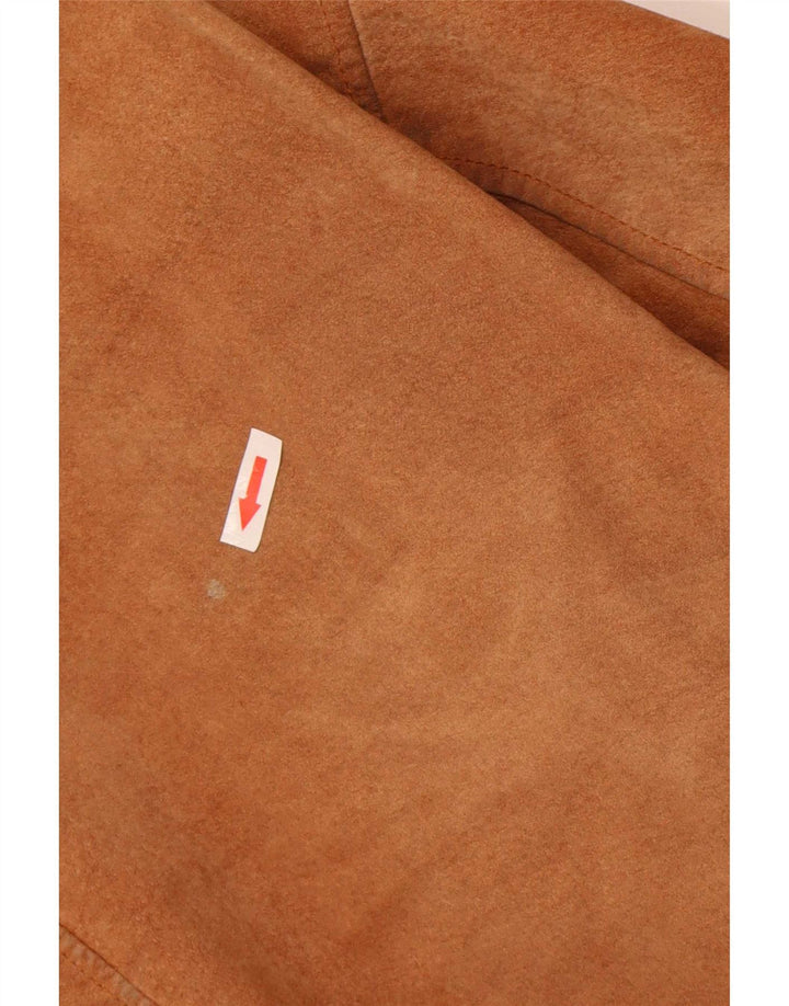 Giubbotto bomber in pelle scamosciata da donna Alan Gordon UK 14 grande pelle beige