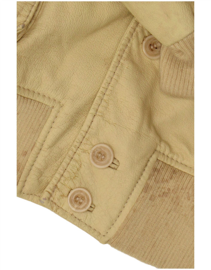 Giacca in pelle vintage da uomo IT 50 grande in pelle gialla