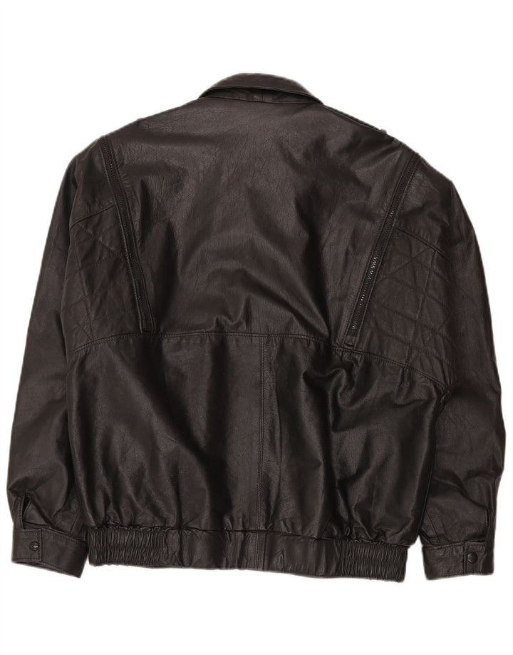 Giacca in pelle vintage da uomo Valentine UK 42 XL in pelle nera