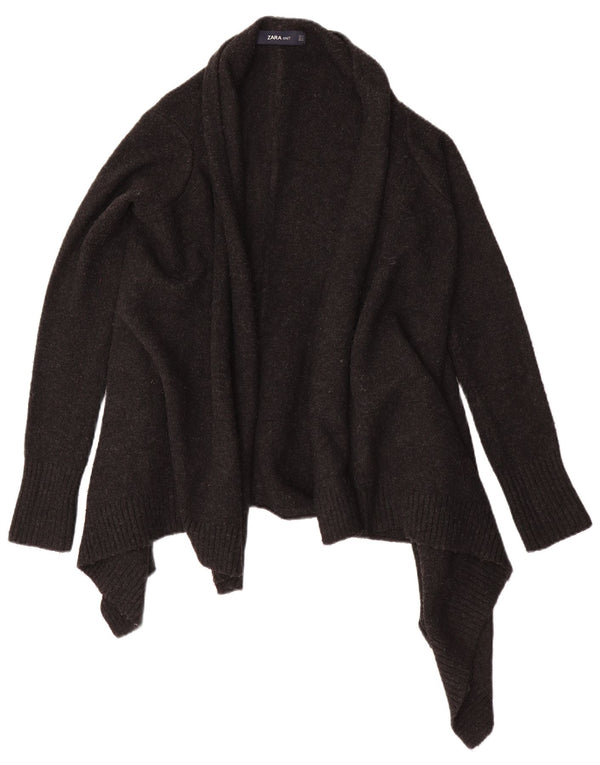 Maglione cardigan aperto asimmetrico da donna Zara UK 10 piccolo acrilico grigio