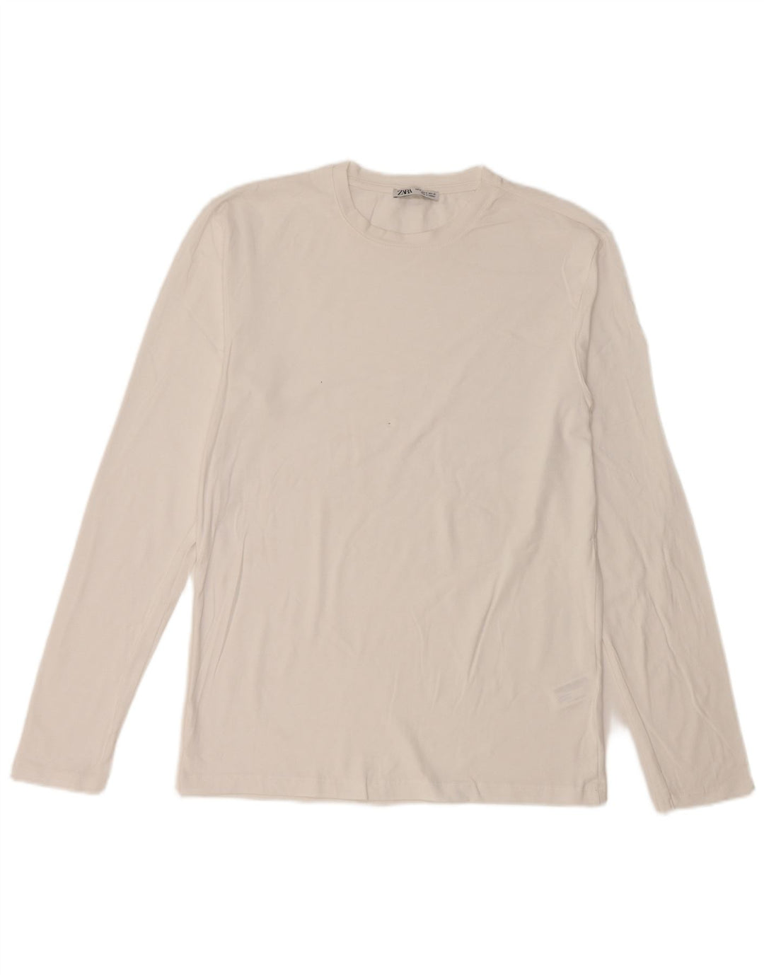 Top Zara da uomo a maniche lunghe in cotone bianco medio