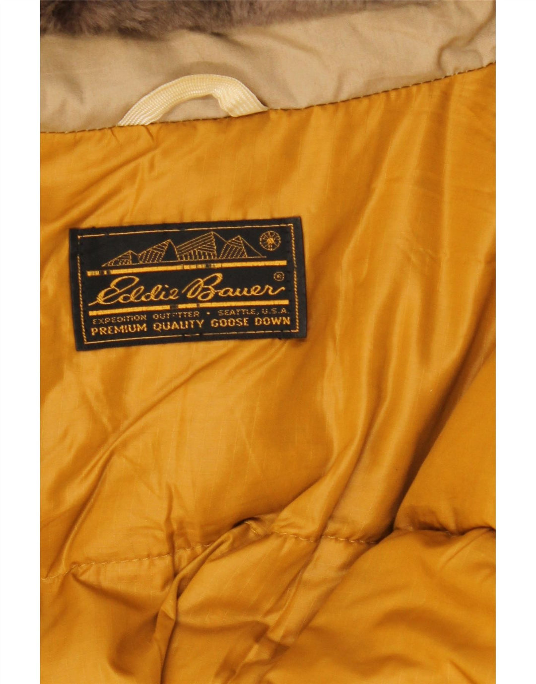 Giacca imbottita con cappuccio da uomo Eddie Bauer UK 42 XL Beige
