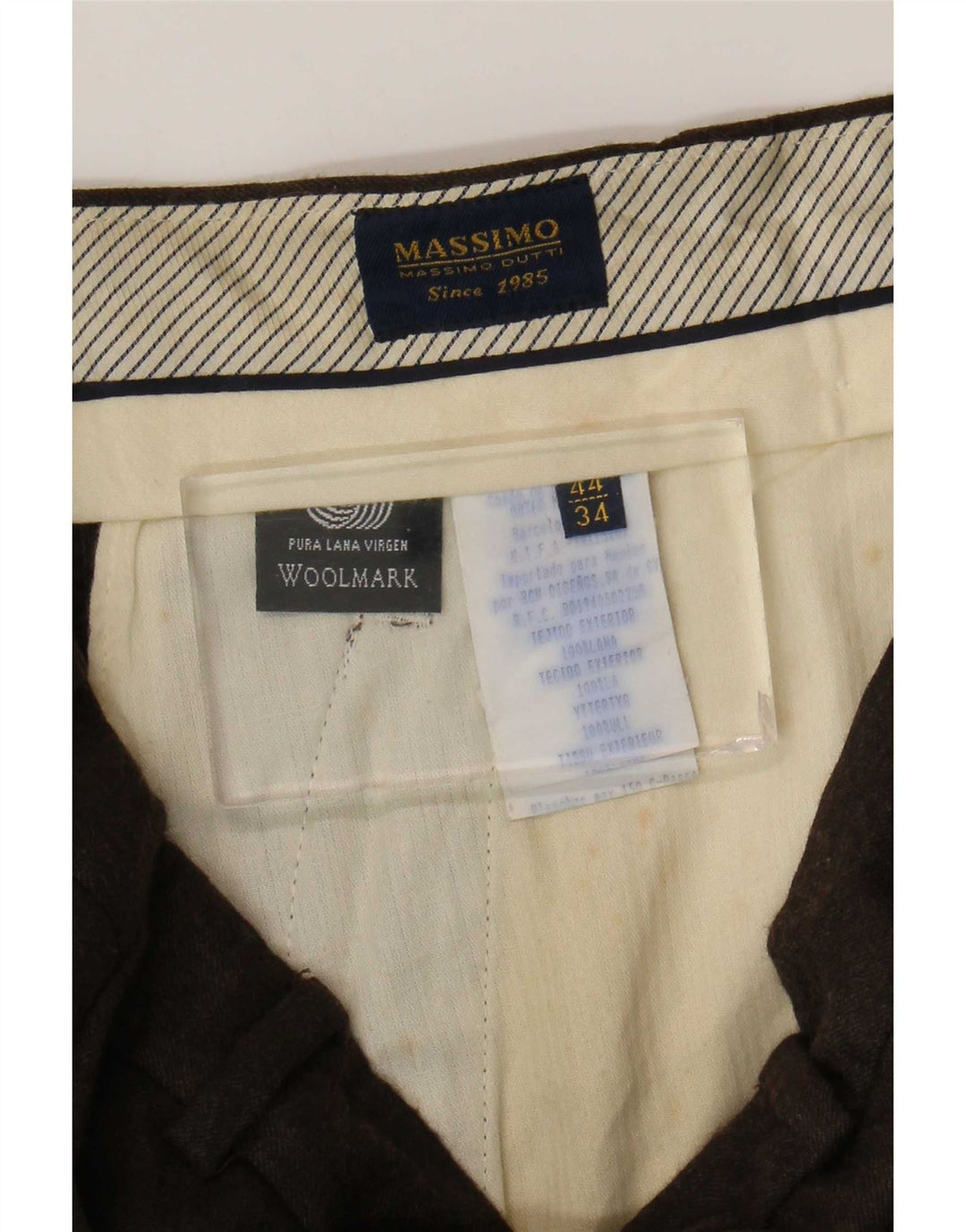 Pantaloni da abito con pegging da uomo Massimo Dutti EU 44 Large W34 L28 Lana marrone