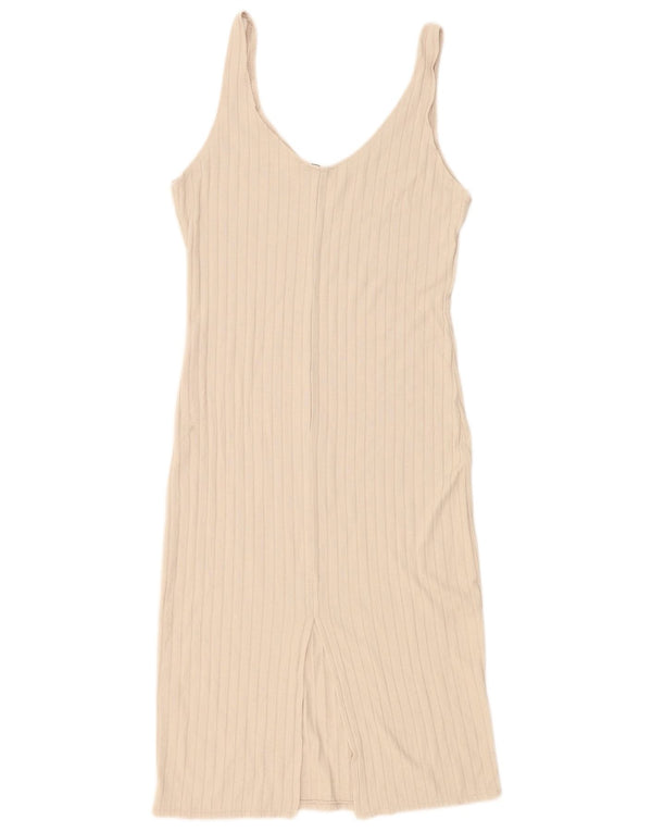 Abito sottoveste da donna Zara UK 14 grande in viscosa beige