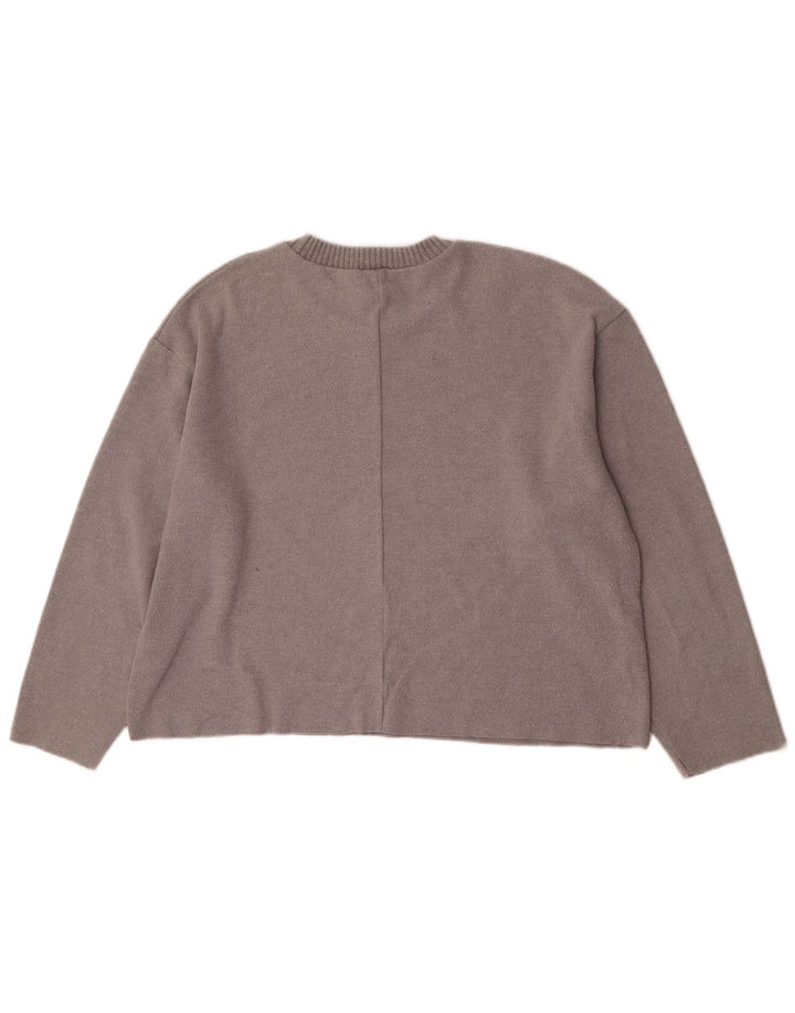 Maglione girocollo oversize da donna Zara UK 14 grande grigio