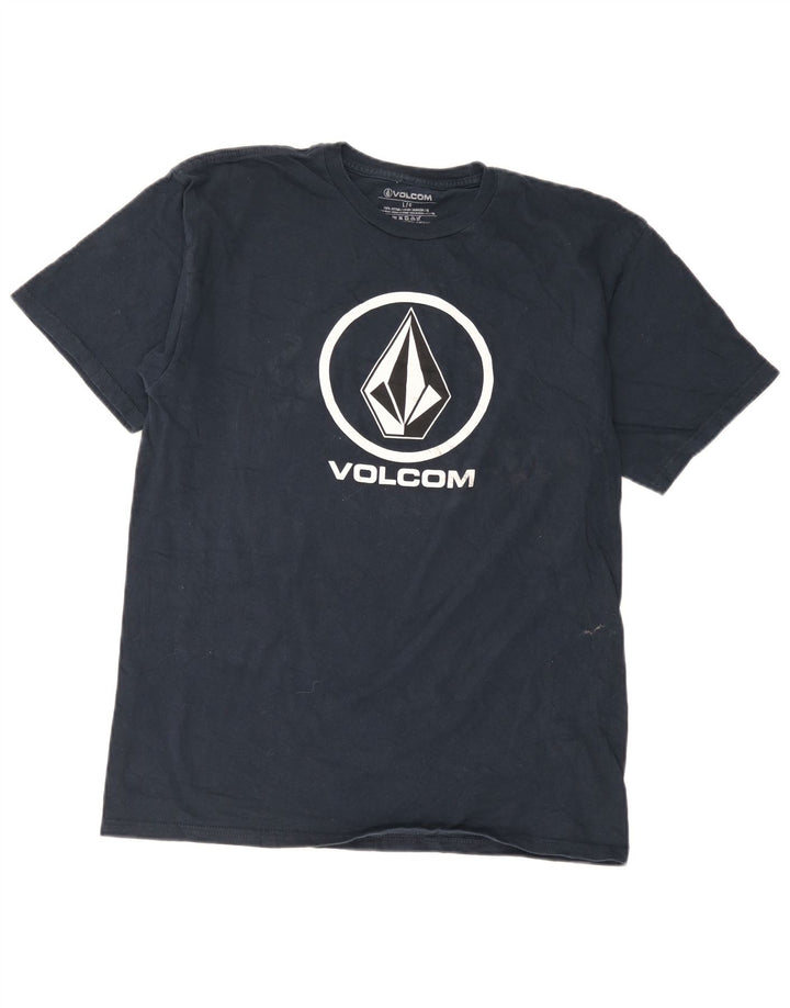 T-shirt grafica da uomo Volcom Top grande in cotone blu navy