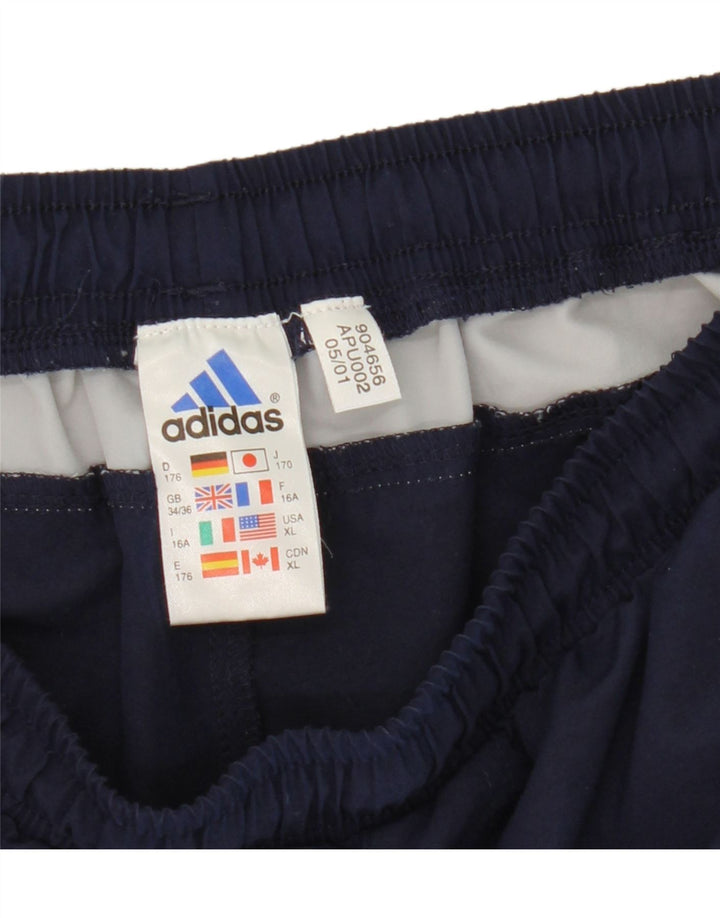 Pantaloni della tuta da ragazzo Adidas 15-16 anni in poliestere color block blu navy