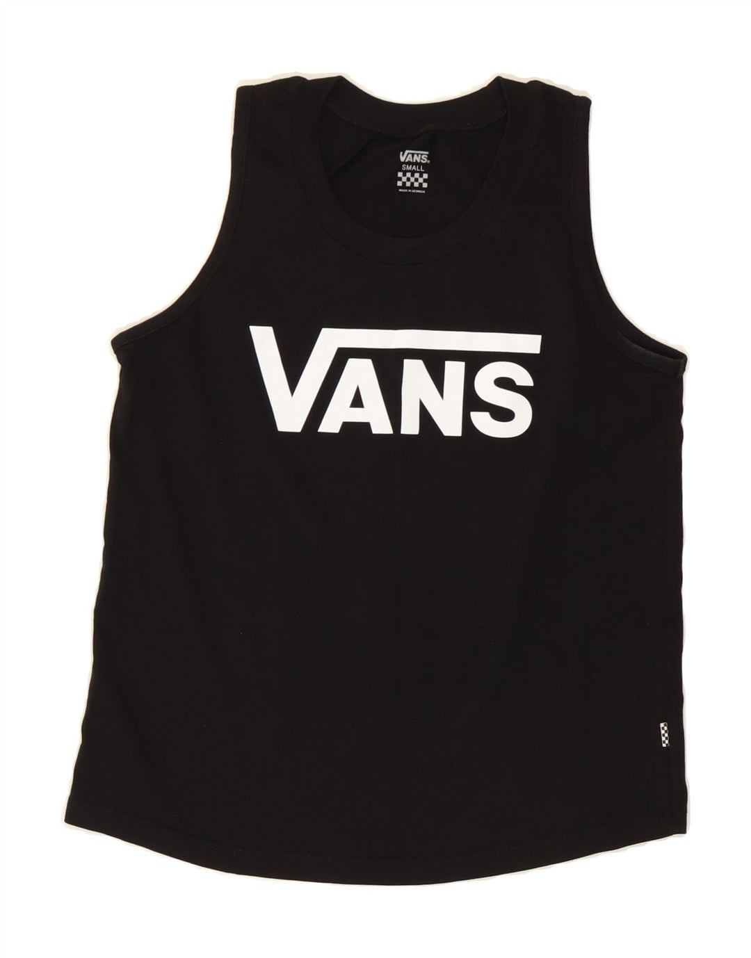 VANS Womens Graphic Vest Top UK 10 Small Black Cotton Vintage Vans and Second-Hand Vans from Messina Hembry 