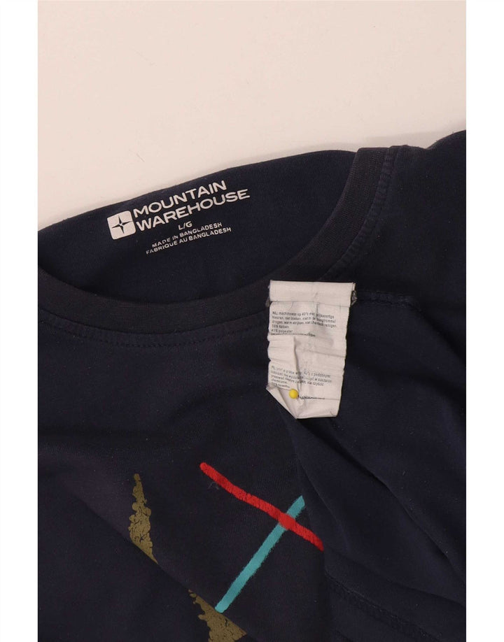 T-shirt grafica da uomo Mountain Warehouse Top grande in cotone blu navy