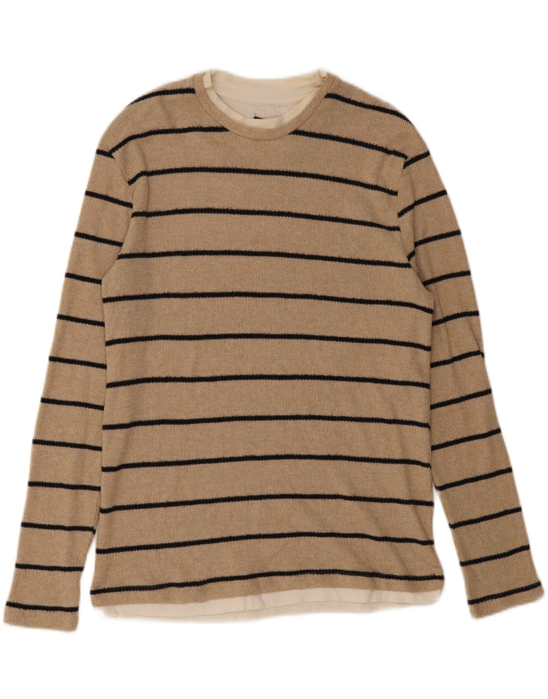 Top Zara da uomo a maniche lunghe a righe beige medio