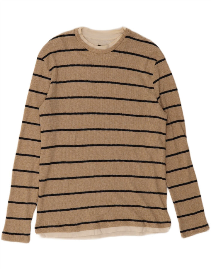Top Zara da uomo a maniche lunghe a righe beige medio