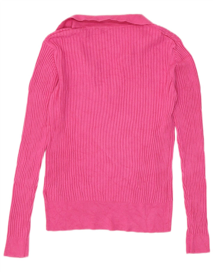Maglione da donna Marks & Spencer con collo a polo UK 8 piccolo in viscosa rosa