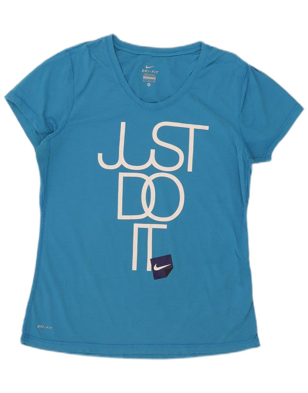 T-shirt grafica da donna Nike Dri Fit Top UK 18 XL cotone blu