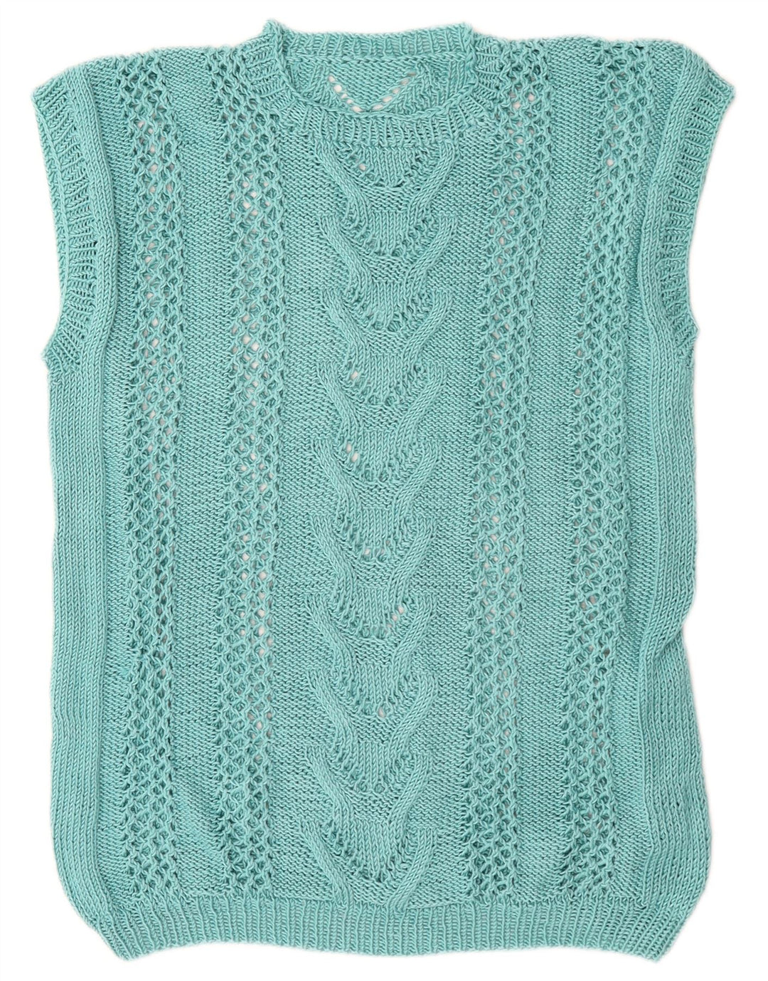 VINTAGE Womens Crochet Vest Tank Top UK 12 Medium Turquoise