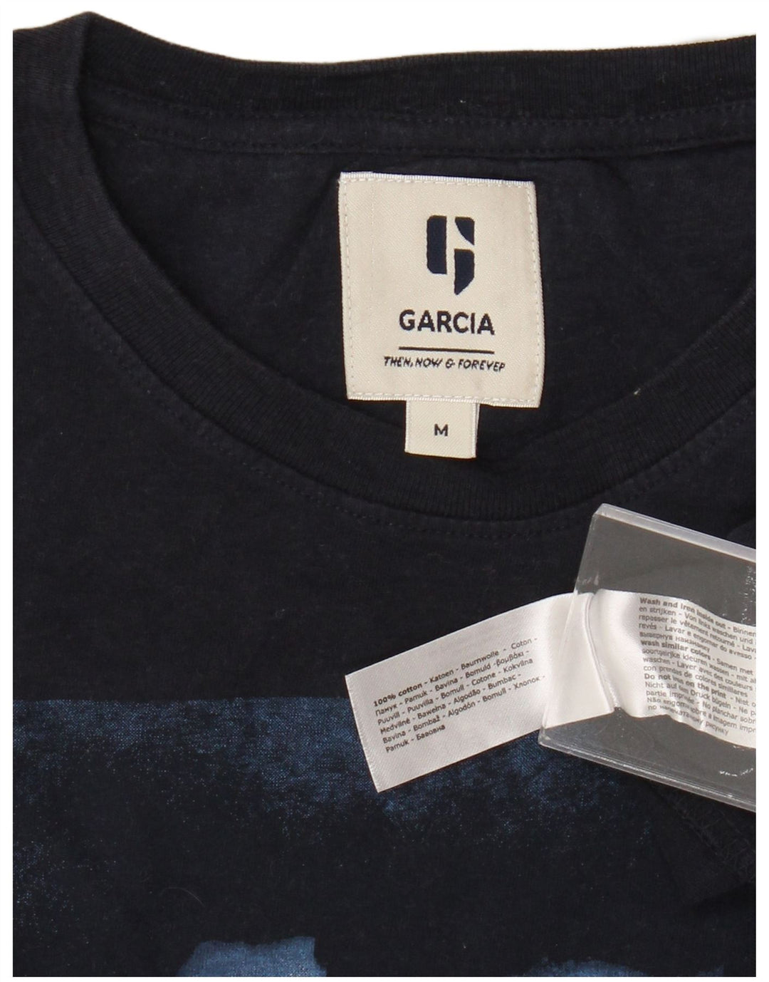 T-shirt grafica da uomo Garcia Top in cotone blu navy medio
