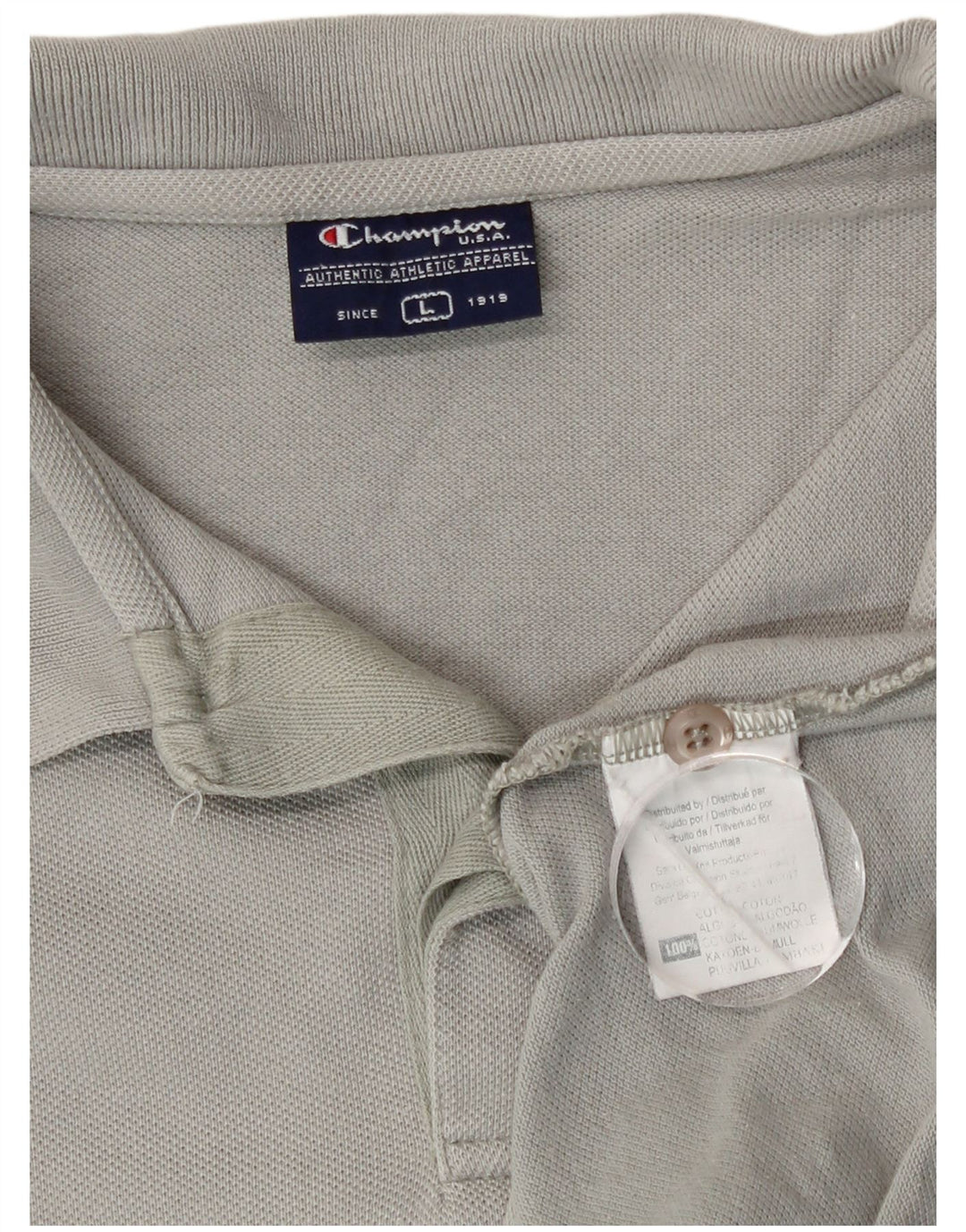 Polo da uomo Champion Large in cotone grigio