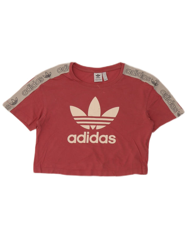 Adidas T-shirt grafica corta da donna Top UK 8 Small Pink Cotton Sports