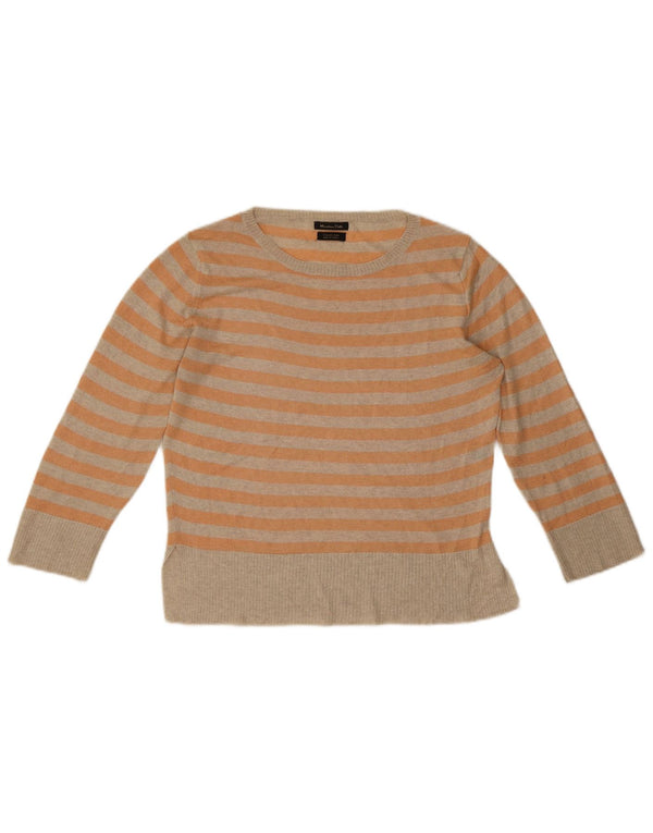 Maglione maglione da donna con scollo a barca Massimo Dutti UK 10 piccolo a righe arancioni