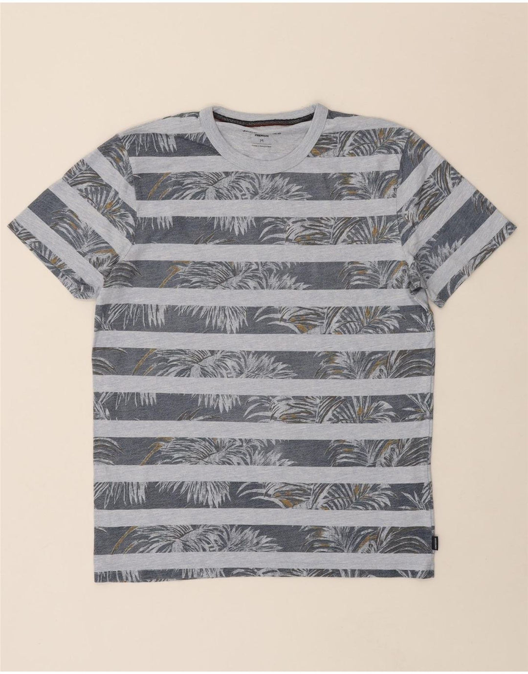 JACK & JONES Mens T-Shirt Top Medium Grey Striped Cotton Vintage Jack & Jones and Second-Hand Jack & Jones from Messina Hembry 