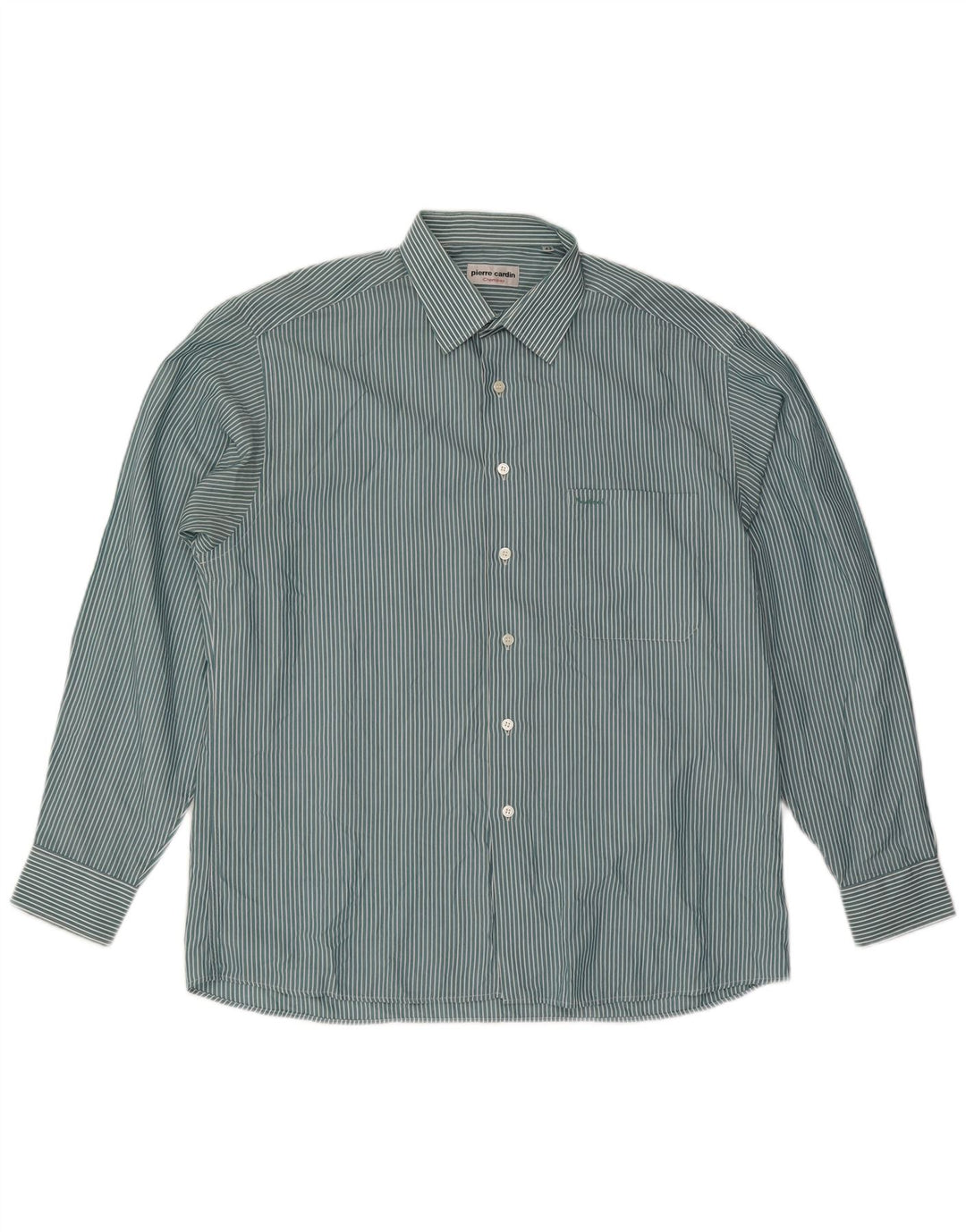 Camicia da uomo Pierre Cardin taglia 43 XL gessato blu