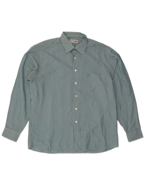Camicia da uomo Pierre Cardin taglia 43 XL gessato blu