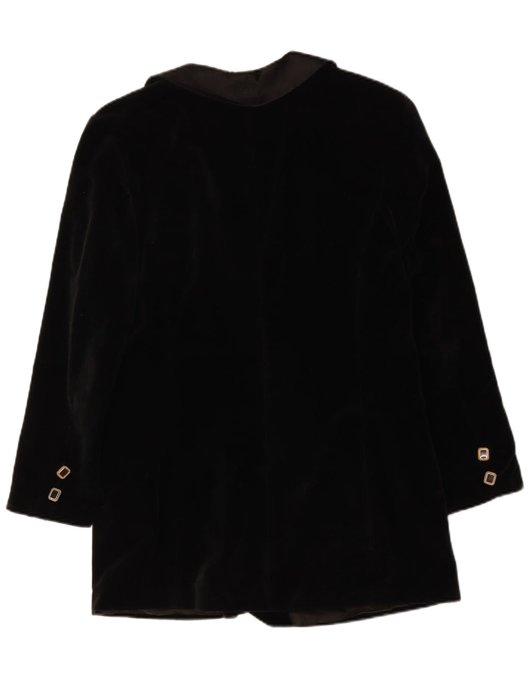 Giacca blazer in velluto doppio petto vintage da donna UK 14 media nera