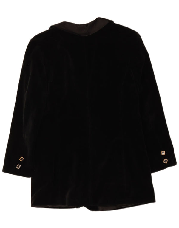 Giacca blazer in velluto doppio petto vintage da donna UK 14 media nera