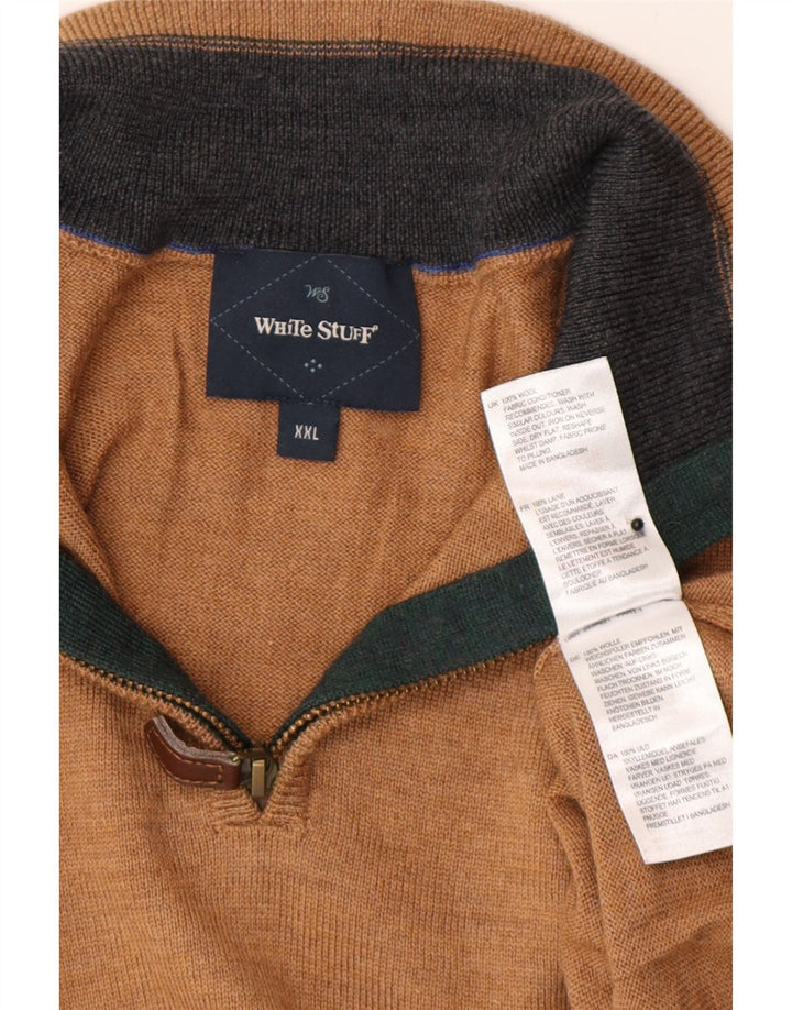 Maglione da uomo con collo con zip White Stuff 2XL in lana marrone