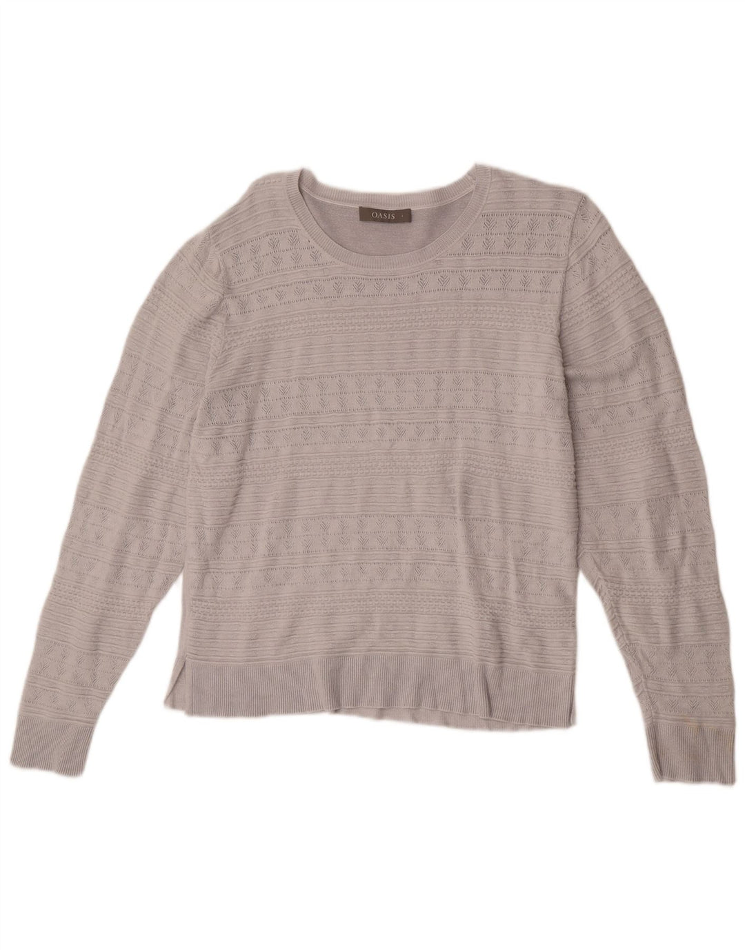 Maglione maglione girocollo da donna Oasis UK 16 grande viscosa grigia