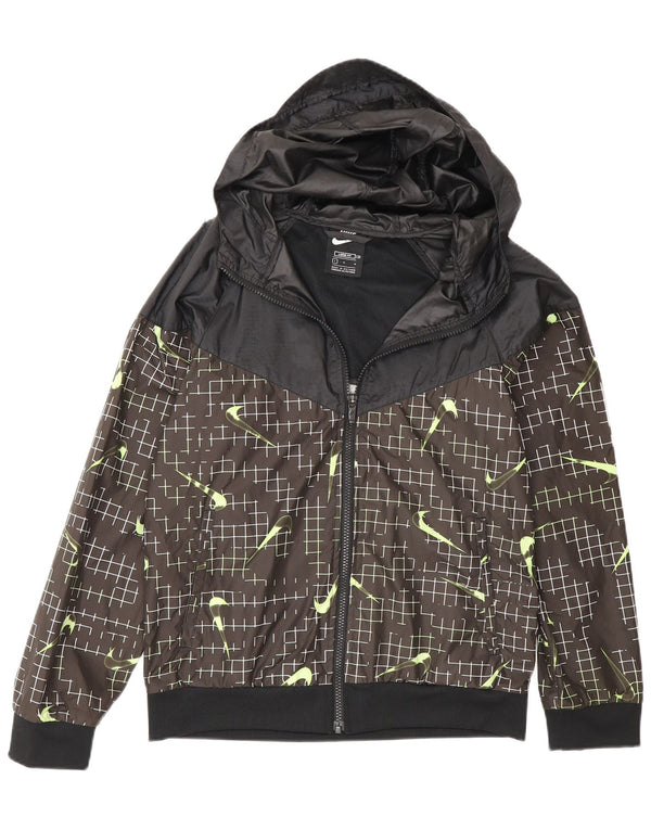 Felpa con cappuccio e zip grafica Nike da ragazzo, 12-13 anni, grande, nera geometrica
