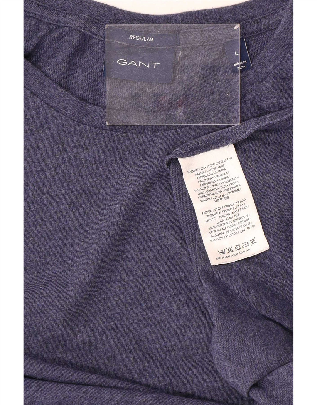 Maglietta Gant da Uomo Regular Taglia Large Cotone Blu Navy Chiaroscuro