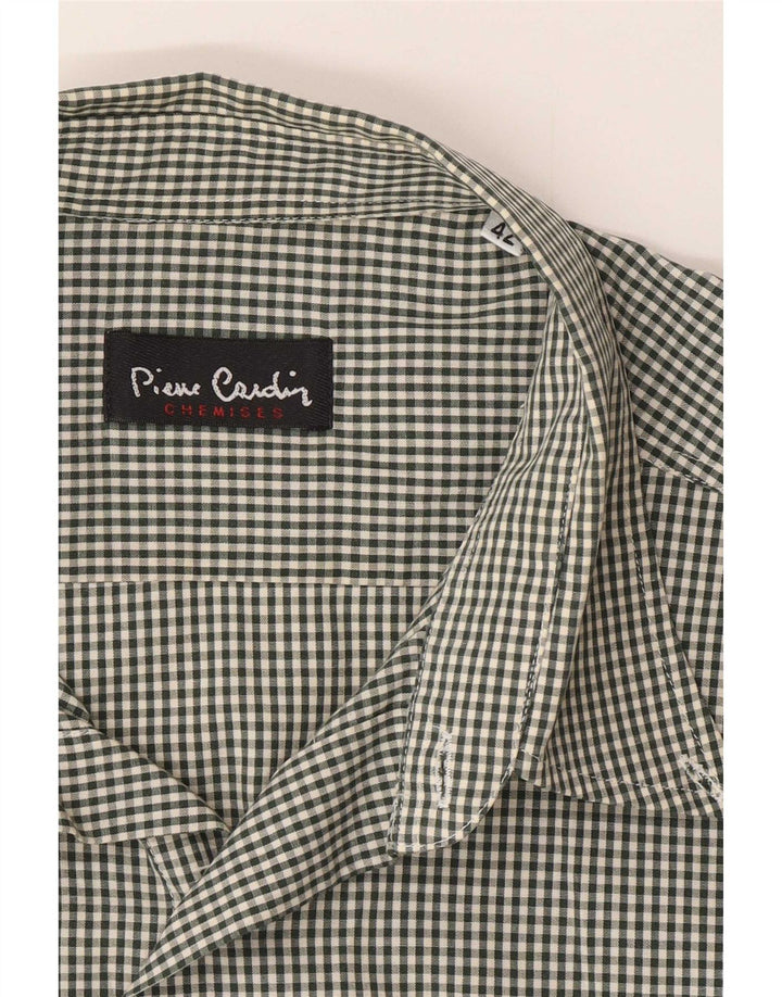 Camicia a maniche corte da uomo Pierre Cardin taglia 42 grande percalle verde