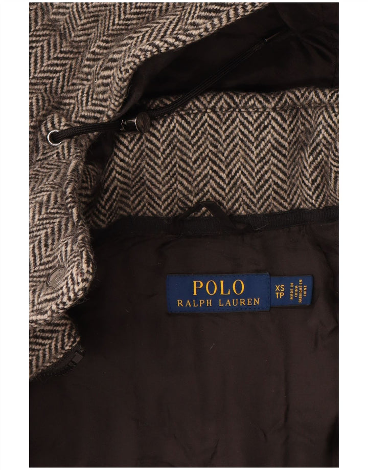 Giacca imbottita con cappuccio da donna Polo Ralph Lauren UK 6 XS lana a spina di pesce grigia