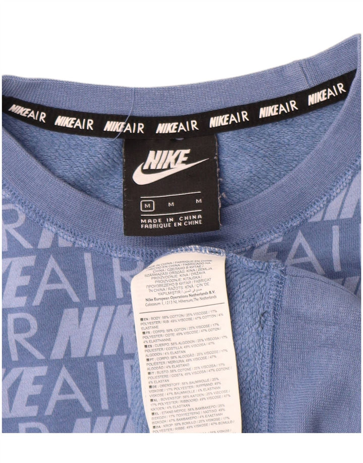 Felpa oversize con grafica NIKE da donna, maglione UK 14, cotone blu medio