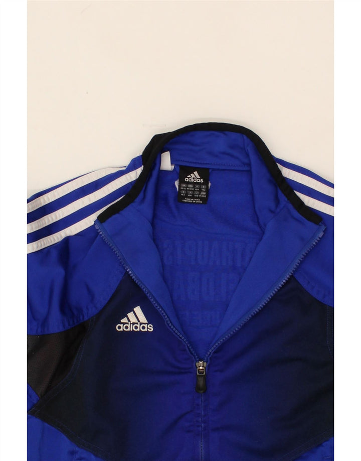 ADIDAS Boys Graphic Tracksuit Top Jacket 11-12 Years Blue Colourblock Vintage Adidas and Second-Hand Adidas from Messina Hembry 