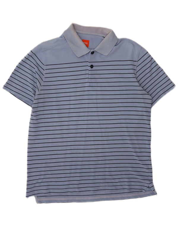 Polo da uomo Hugo Boss in cotone a righe grandi blu