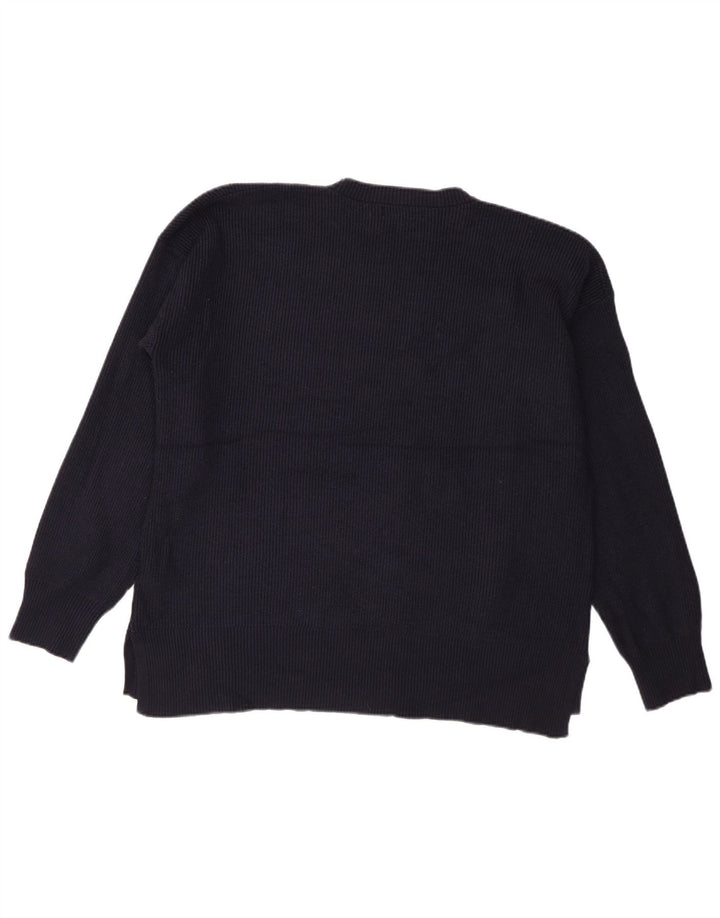 Maglione maglione girocollo da uomo Marks & Spencer grande in viscosa blu navy