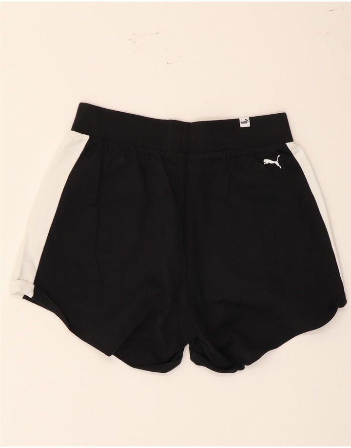 Pantaloncini sportivi da donna Puma UK 12 Medium Black Colourblock in cotone
