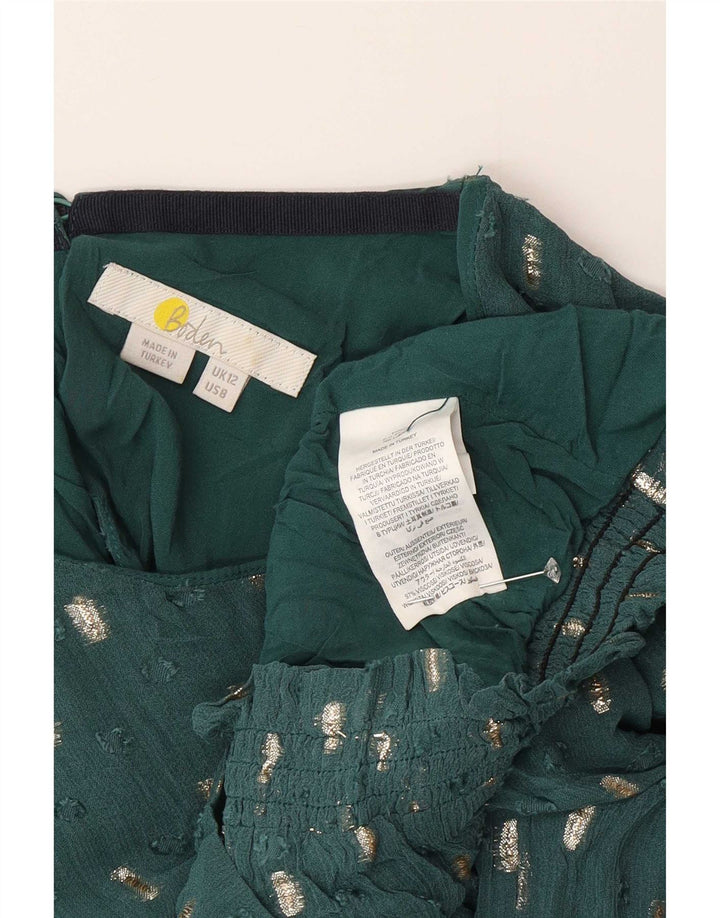 Top corto da donna Boden in camicetta UK 12 Viscosa screziata verde medio