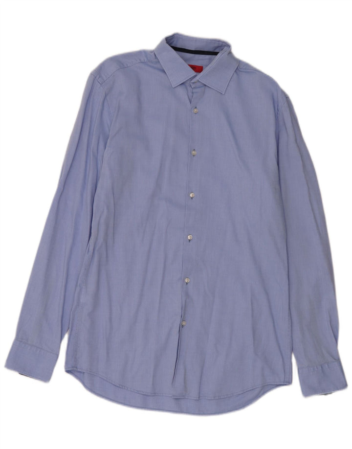 Camicia slim fit da uomo Hugo Boss taglia 39 15 1/2 cotone blu medio